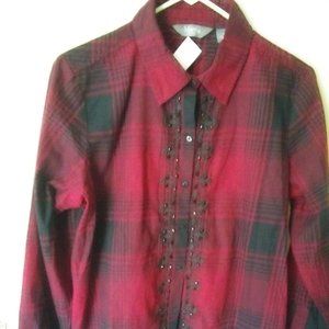 Martha Stewart Long sleeve Plaid Blouse